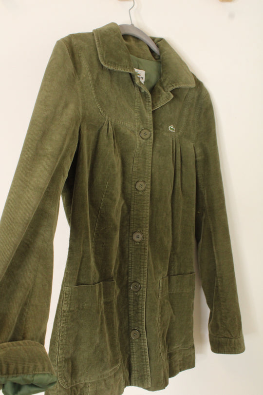 Lacoste Olive Green Corduroy Peacoat | 38