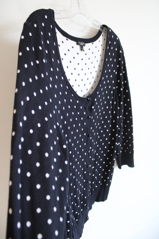 Talbots Black & White Button Down Cardigan | L