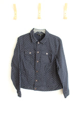 NEW Talbots Dark Navy Polka Dot Denim Stretch Jean Jacket | X