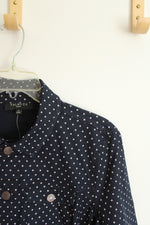 NEW Talbots Dark Navy Polka Dot Denim Stretch Jean Jacket | X