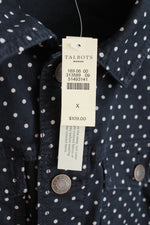 NEW Talbots Dark Navy Polka Dot Denim Stretch Jean Jacket | X