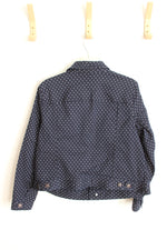 NEW Talbots Dark Navy Polka Dot Denim Stretch Jean Jacket | X