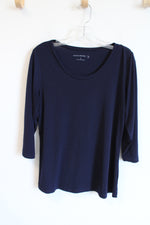 Susan Graver Dark Navy Blue Scoopneck Top | S