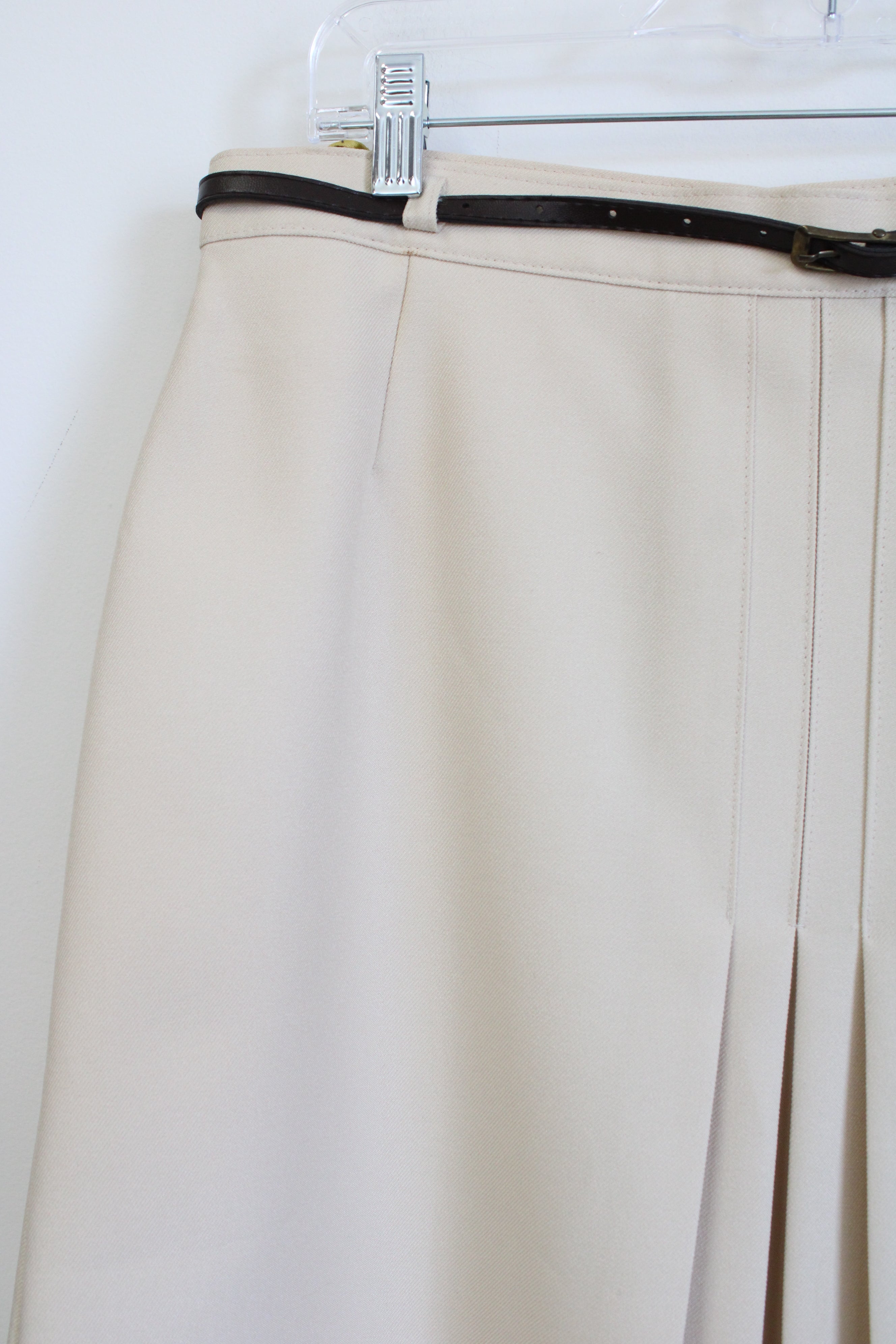 C&A Cream Vintage Belted Skirt | 12/14