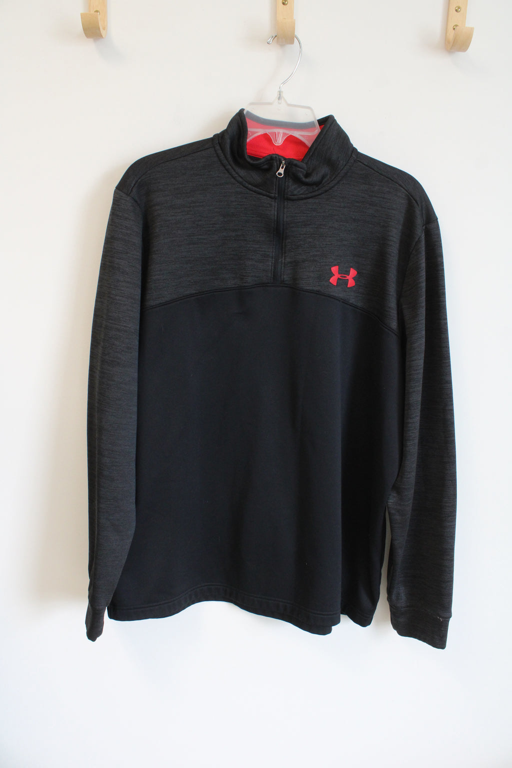 Under Armour Loose Fit Black Gray Fleece Lined ColdGear Sweatshirt | XL
