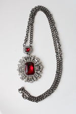Black Metal Large Red Stone Necklace