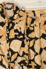 Rachel Zoe Black & Orange Tropical Print Linen Blend Set | L
