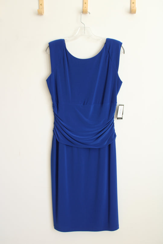 NEW Nine West Regal Blue Lined Stretch Ruched Cocktail Dress | 12