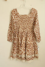 Japna Girls Tan Pink and Cream Ruffle Dress with Lace | 8