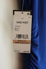 NEW Nine West Regal Blue Lined Stretch Ruched Cocktail Dress | 12