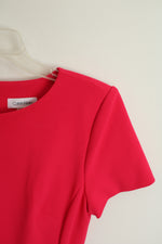 Calvin Klein Deep Pink Ruffled Hem Short Sleeve Dress | 6