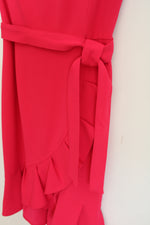 Calvin Klein Deep Pink Ruffled Hem Short Sleeve Dress | 6