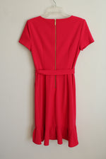 Calvin Klein Deep Pink Ruffled Hem Short Sleeve Dress | 6