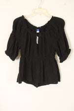 NEW Old Navy Black Cotton Smocked Top | S