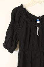 NEW Old Navy Black Cotton Smocked Top | S