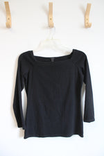 J.Crew Black Wide Neck Long Sleeved Top | S