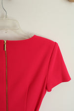 Calvin Klein Deep Pink Ruffled Hem Short Sleeve Dress | 6