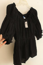 NEW Old Navy Black Cotton Smocked Top | S