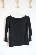 J.Crew Black Wide Neck Long Sleeved Top | S