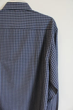 Nautica Navy Blue White Plaid Button Down Shirt | L 16-16 1/2 34/35