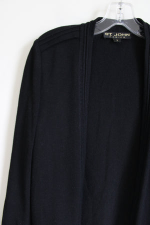 St. John Basics Black Thick Knit Long Black Cardigan | S