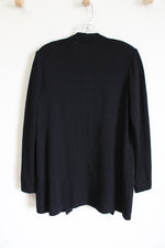 St. John Basics Black Thick Knit Long Black Cardigan | S