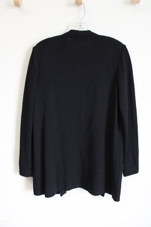 St. John Basics Black Thick Knit Long Black Cardigan | S