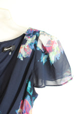 DKNY Navy Floral Faux Wrap Dress | S