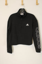 NEW Adidas Black Logo Quarter Zip Sweatshirt | M