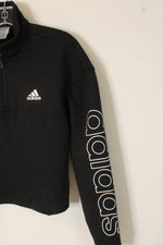 NEW Adidas Black Logo Quarter Zip Sweatshirt | M