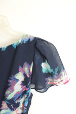 DKNY Navy Floral Faux Wrap Dress | S
