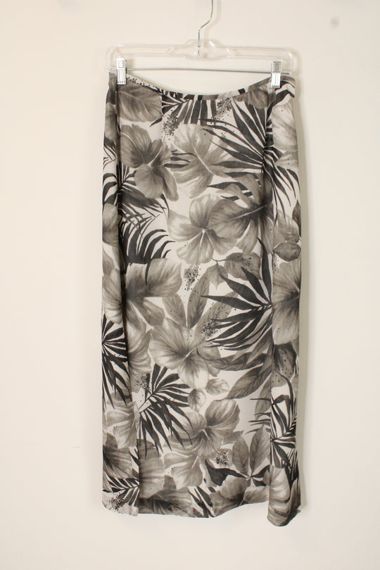 Liz Claiborne Gray Tropical Print Chiffon Skirt | 6