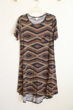 LuLaRoe Navy Coral Green Geometric Short Sleeve Dress | L