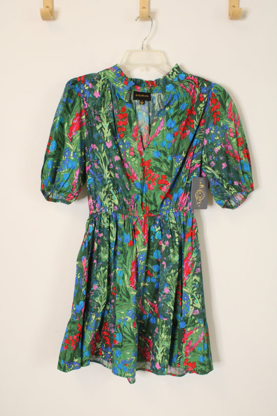 NEW Sugarlips Green Floral Cotton Dress | S