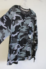 NEW Faded Glory Gray Camo Henley Shirt | L
