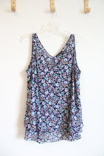 Lane Bryant Navy Blue & Brown Floral Tank Top | 14