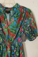 NEW Sugarlips Green Floral Cotton Dress | S