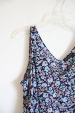 Lane Bryant Navy Blue & Brown Floral Tank Top | 14