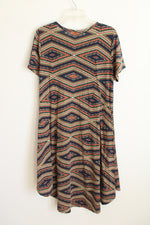LuLaRoe Navy Coral Green Geometric Short Sleeve Dress | L