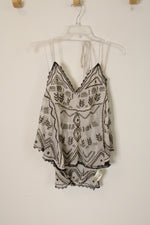 NEW Free People Ivory Beaded Embroidered Chiffon Halter Top | S