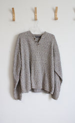 David Taylor Tan & Green Speckled Henley Sweater | XL
