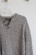 David Taylor Tan & Green Speckled Henley Sweater | XL