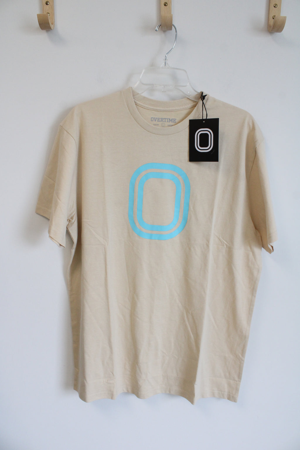 NEW Overtime Tan Cotton Logo Tee | L