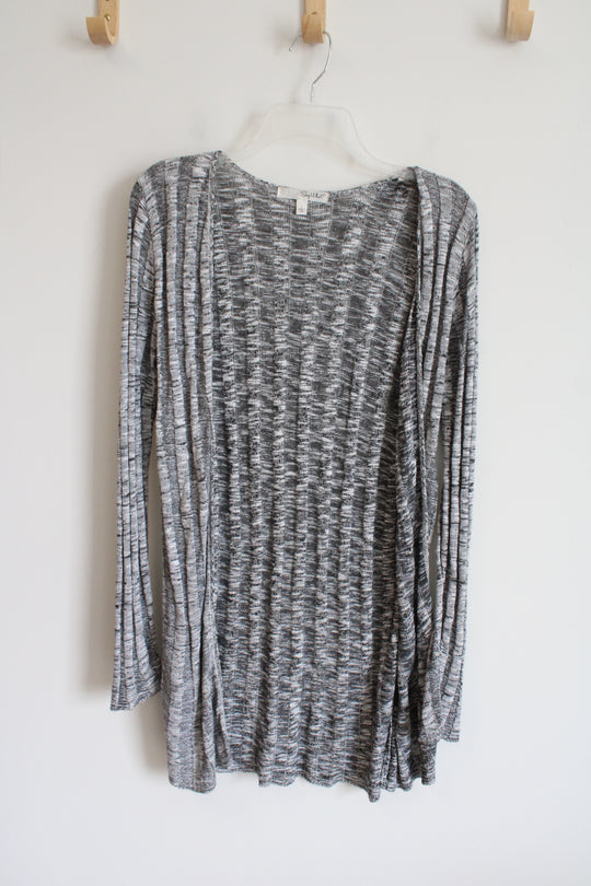 Say What? Black & White Long Sleeved Cardigan Sweater | L