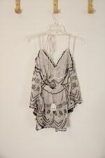 NEW Free People Ivory Beaded Embroidered Chiffon Halter Top | S