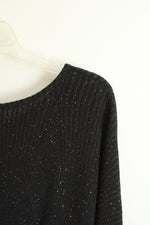 Signature by Robbie Bee Black Glitter Side-Knot Dress | L