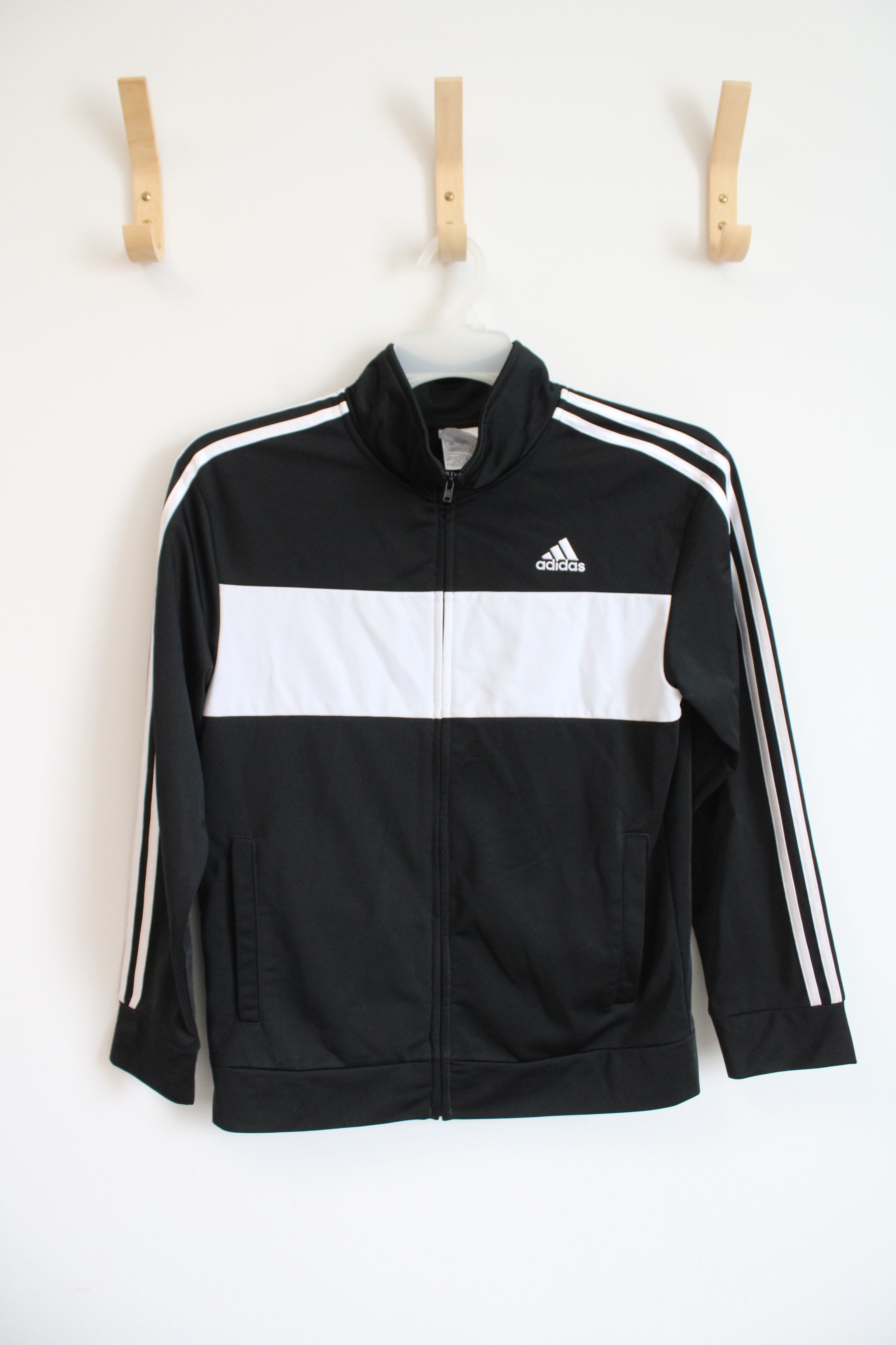 Adidas Black & White Full Zip Jacket | Youth 14/16