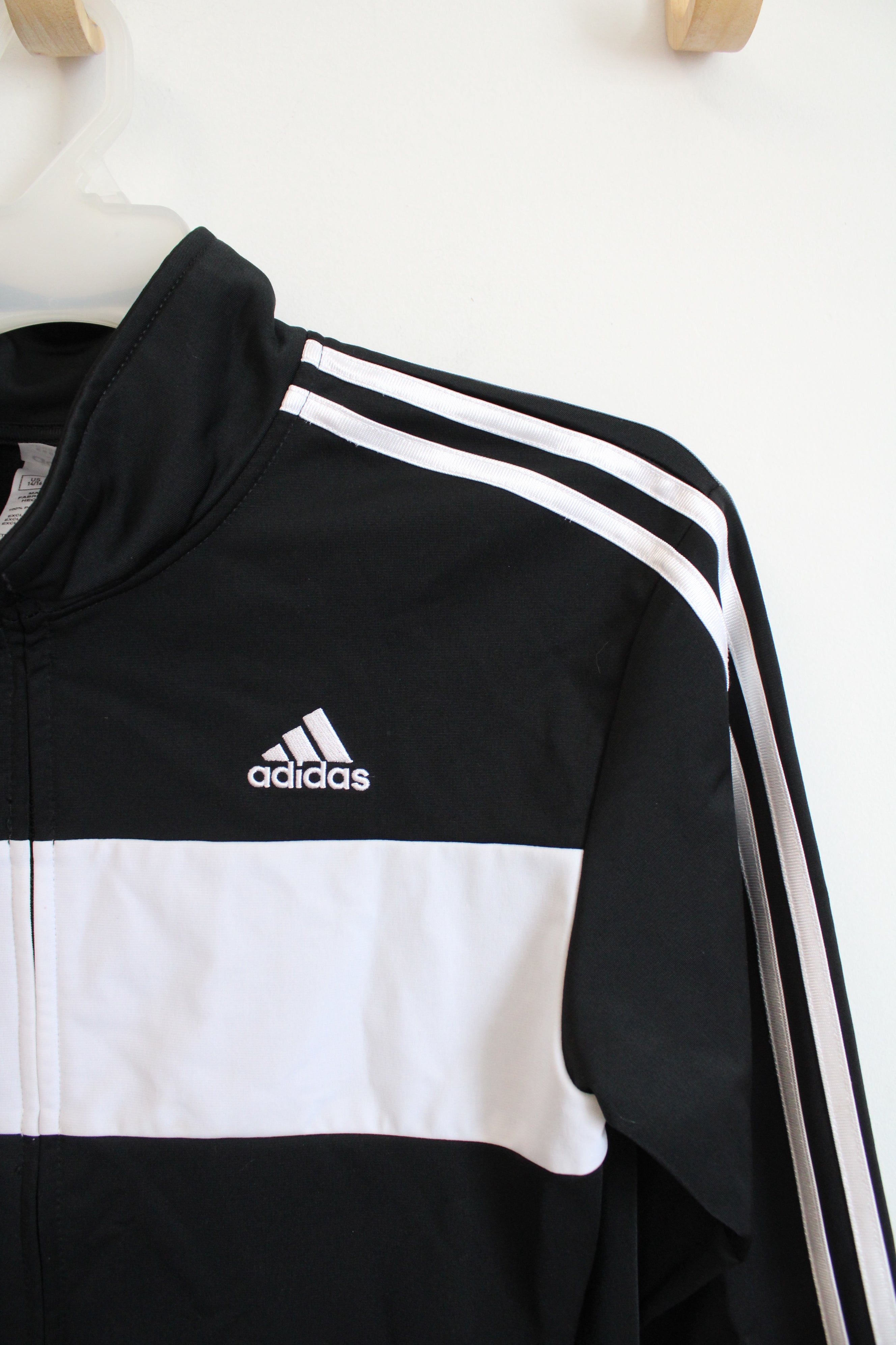 Adidas Black & White Full Zip Jacket | Youth 14/16