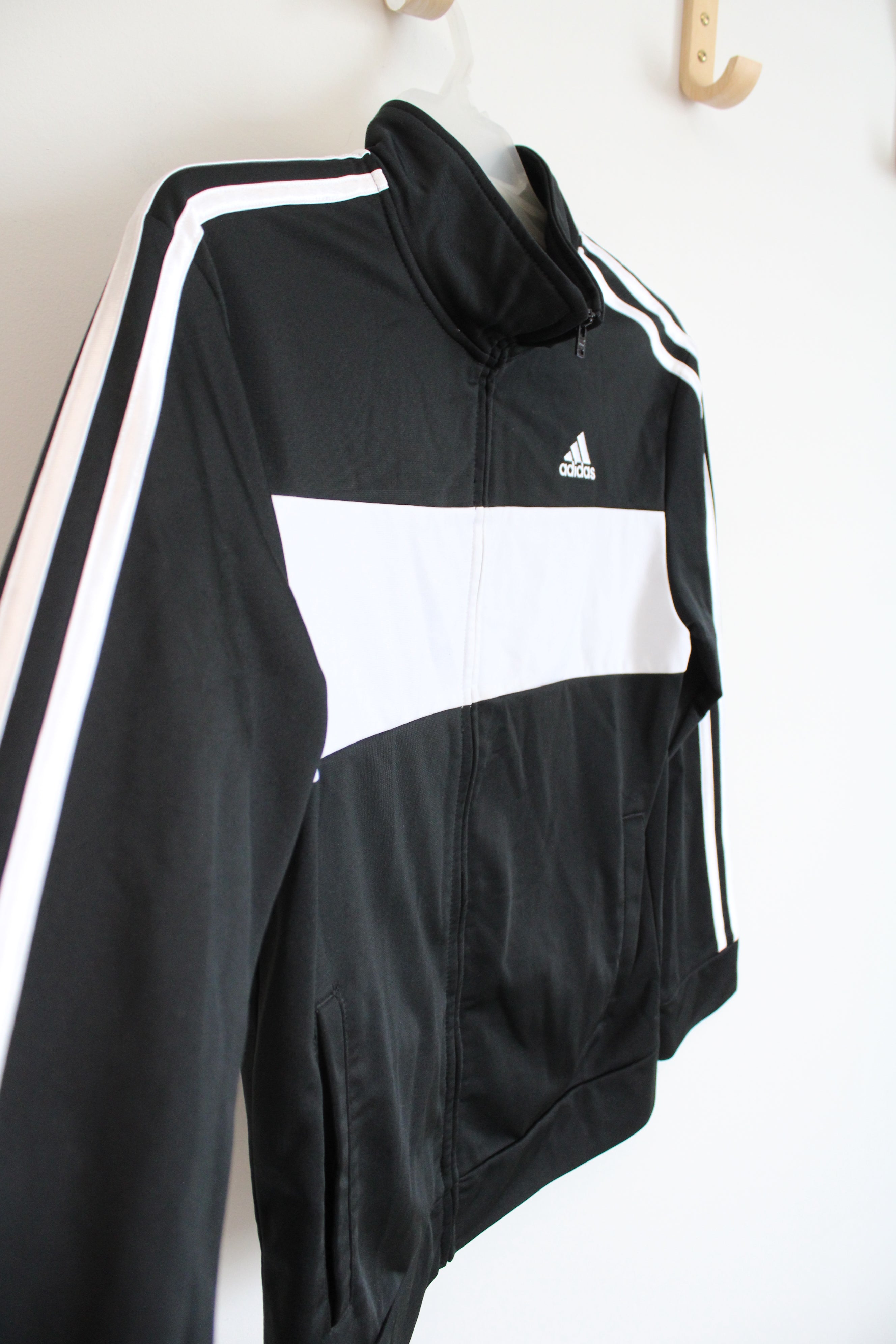Adidas Black & White Full Zip Jacket | Youth 14/16