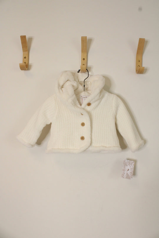 NEW Tommy Bahama Ivory Knit Faux Fur Lined Jacket | 3-6 MO
